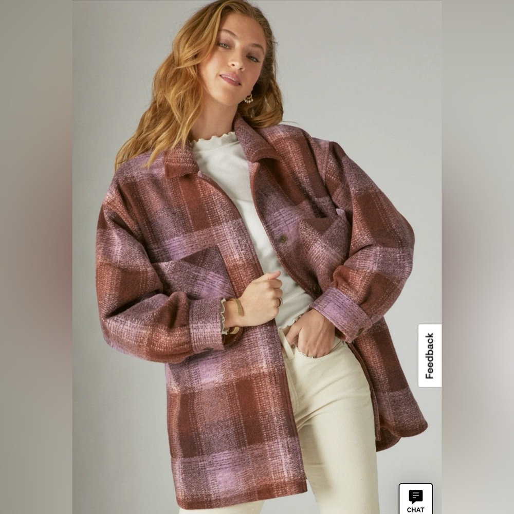 Lucky Brand Oversized Heavyweight Plaid Shacket Cozy